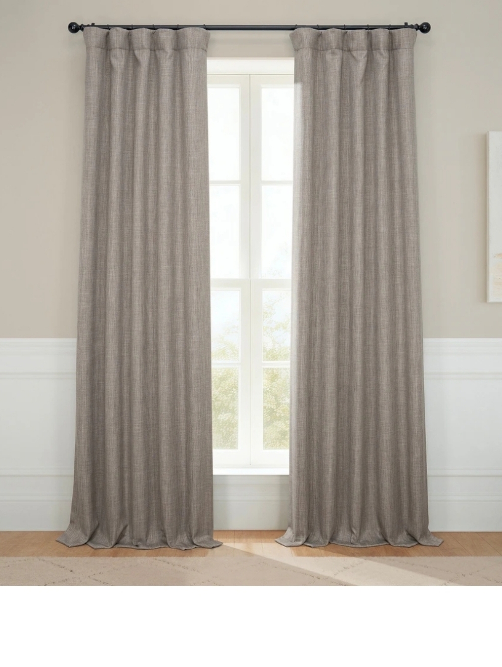 NWT Exclusive Fabrics Italian Faux Linen Curtains, Grey 50 X 108